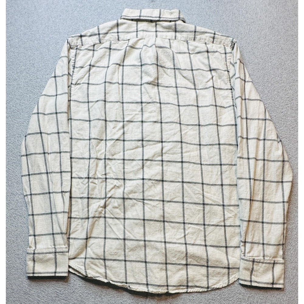 Old Navy Shirt Mens Large Gray Windowpane Plaid Slim Fit Flannel Long Sleeve - Picture 9 of 14